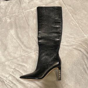♠️SOLD♠️ Nine West Black Maxim Knee High Crocodile Boots